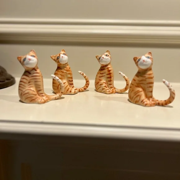 Vintage Bone China Orange Tabby Cat Napkin Rings - Picture 7 of 9